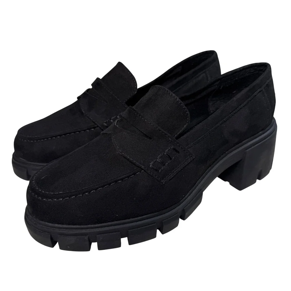 ASOS DESIGN Matte Faux Chunky Sole Penny Loafer Size 9W Wide Dark Academia Goth